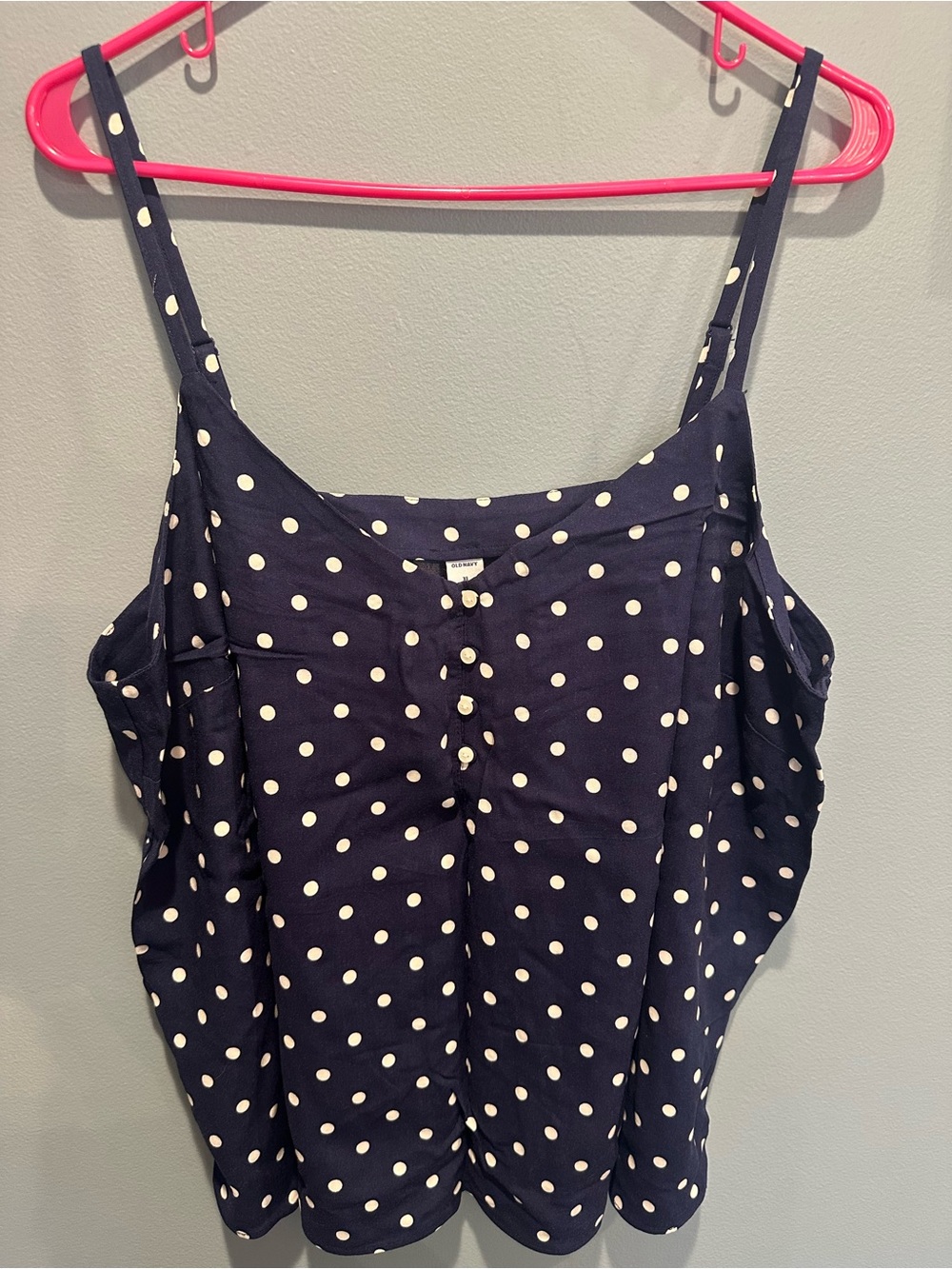 Old Navy Navy Blue Polka Dot Button-Up Top